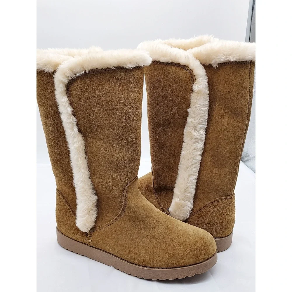 TOTES WOMENS BOOTS SIZE 8 MED - Faux Fur inside HIGH LEG‎ SNOW-RAIN BOOTS